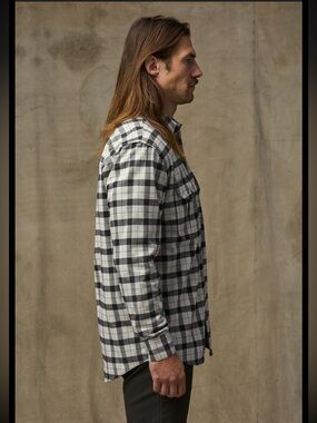 Filson Alaskan Guide Flannel Cotton Shirt XXL Cream Blue Button Down Workwear